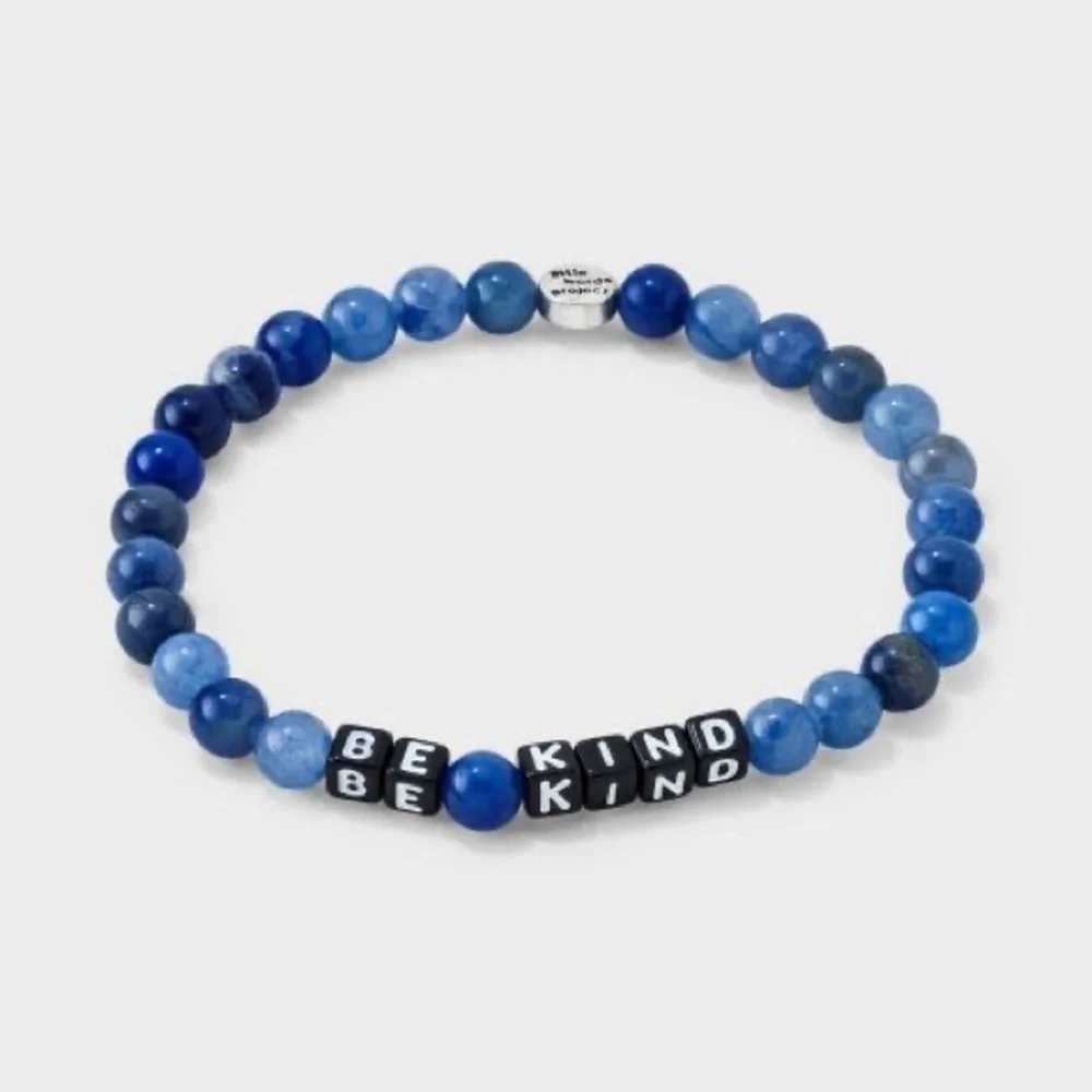 Little Words Project Men's Be Kind Beaded Bracelet - Size M/L -‎ Blue - NWT